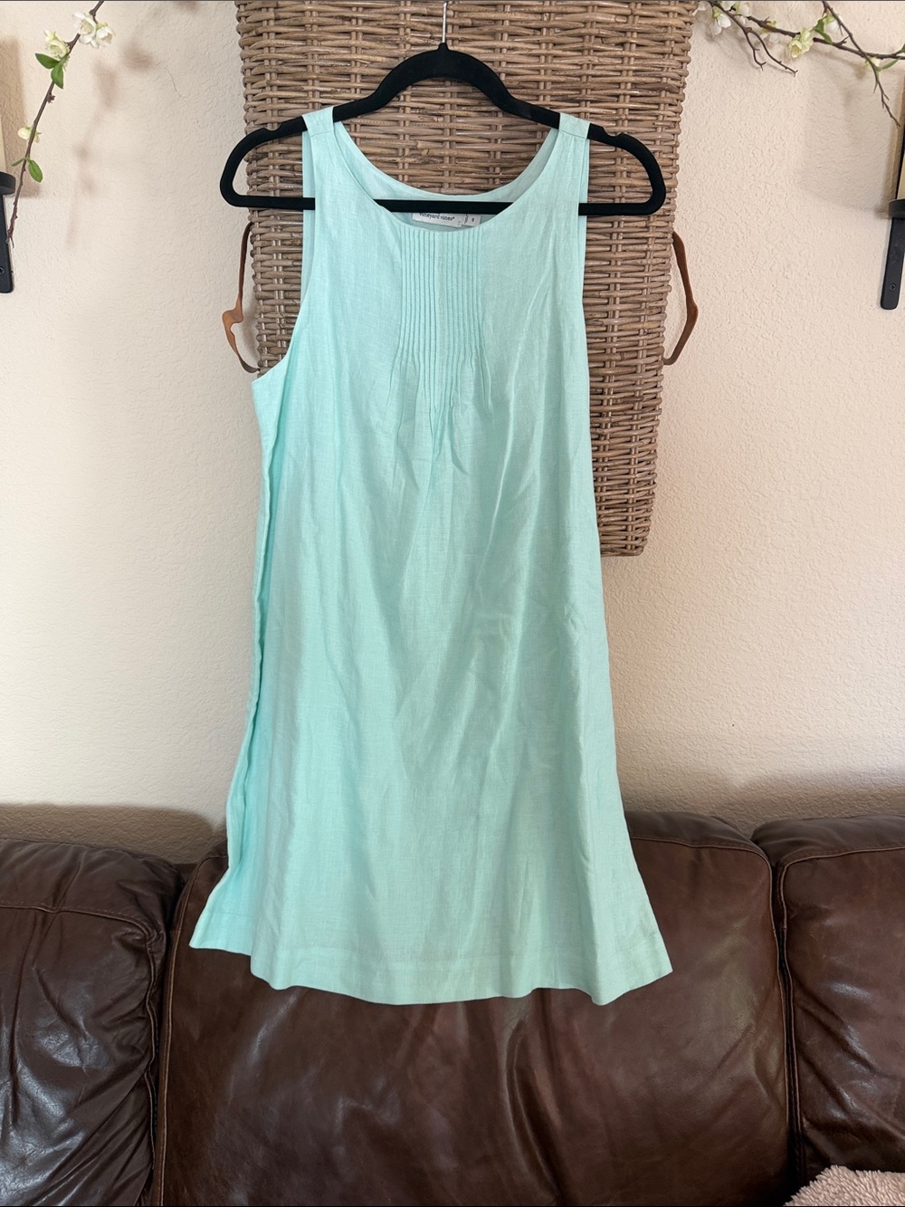 Vineyard Vines Mint Green Sleeveless Pintuck Shift Dress